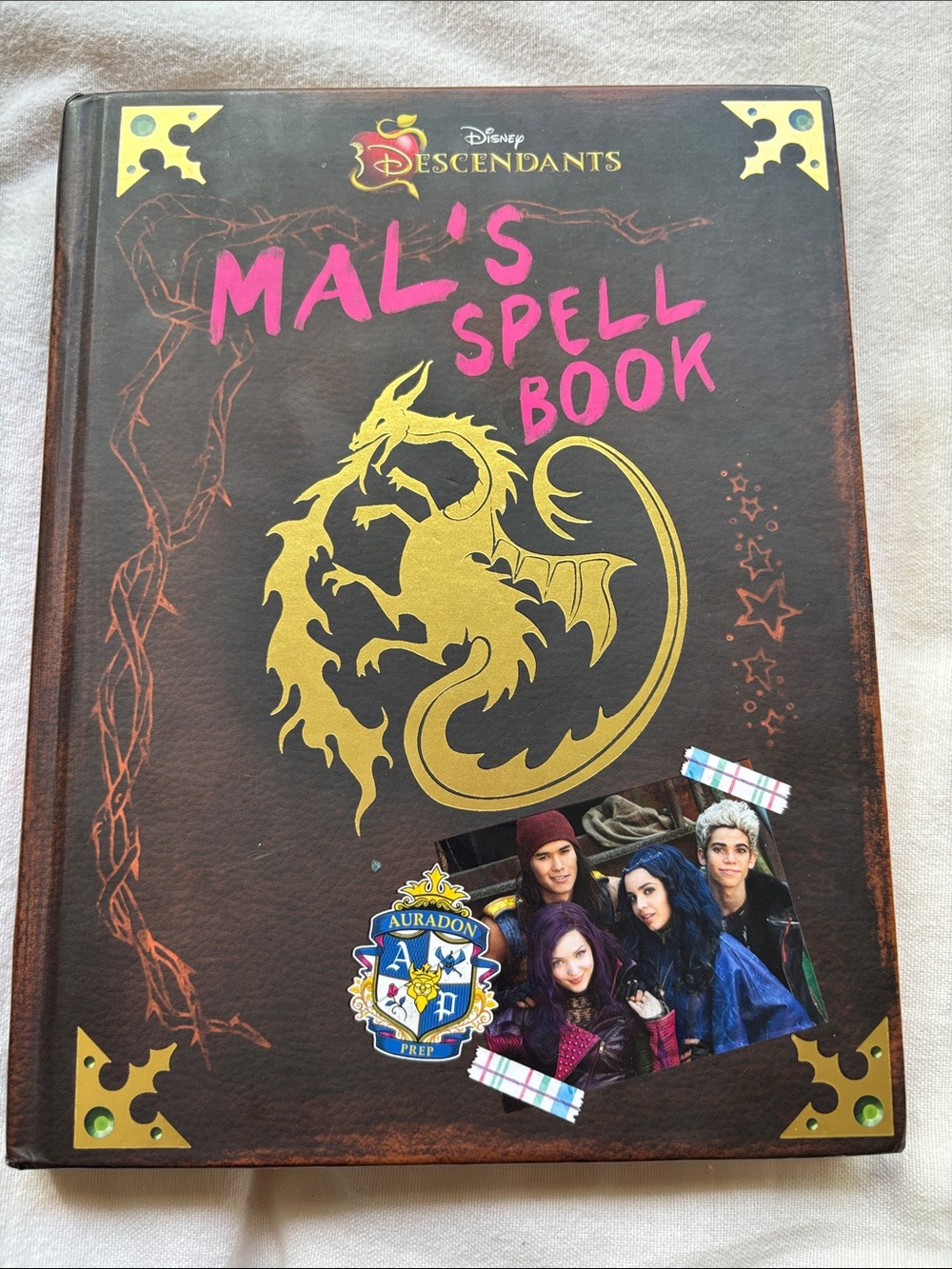 Disney Mal's Spell Book Hardcover - Brown, Gold, Pink